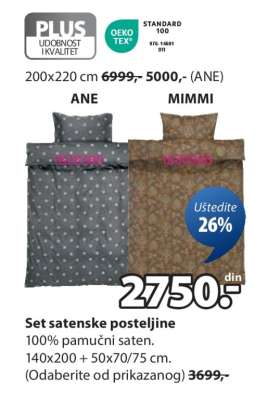 SET SATENSKE POSTELJINE