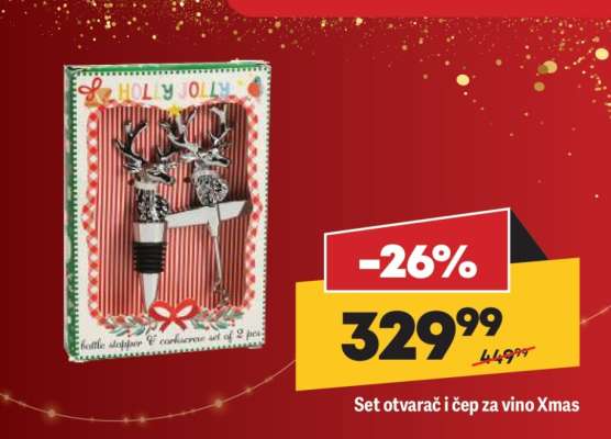 Set otvarač i čep za vino Xmas