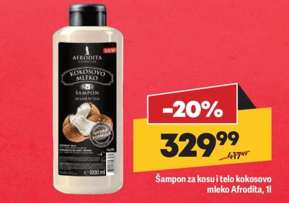 Šampon za kosu i telo kokosovo mleko Afrodita, 1l