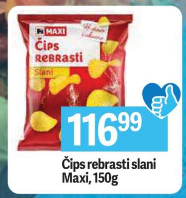 Čips rebrasti slani Maxi, 150g