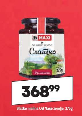 Slatko malina Od Naše Zemlje 375g