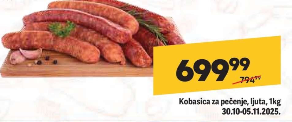 Kobasica za pečenje, ljuta, 1kg