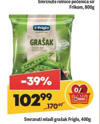 Smrznuti mladi grašak Friglo, 400g