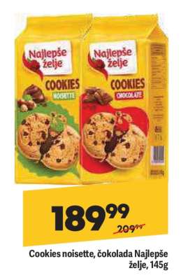 Cookies noisette , čokolada Najlepše želje 145g