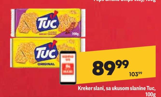 Kreker slani sa ukusom slanine Tuc , 100g