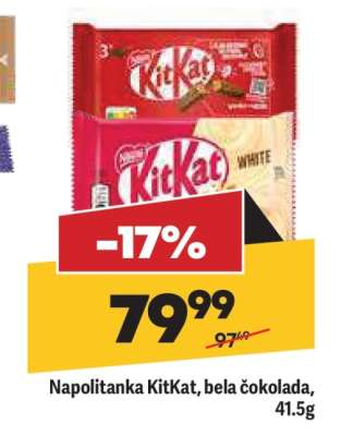 Napolitanka KitKat, bela čokolada, 41.5g
