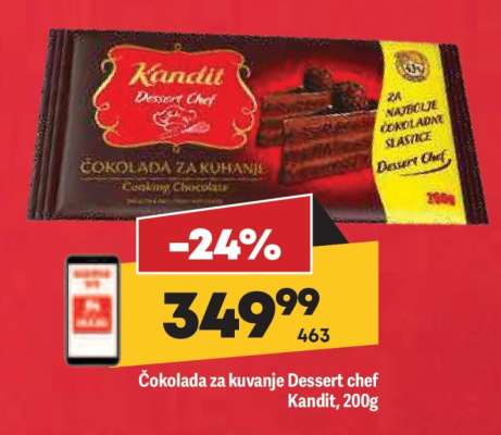 Čokolada za kuvanje Dessert Chef Kandit 200g