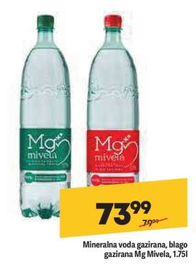Mineralna voda gazirana, blago gazirana Mg Mivela, 1.75l