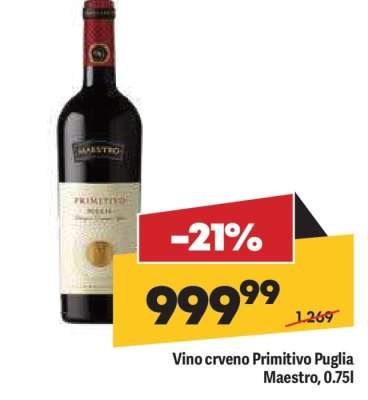 Vino crveno Primitivo Puglia Maestro 0,75l
