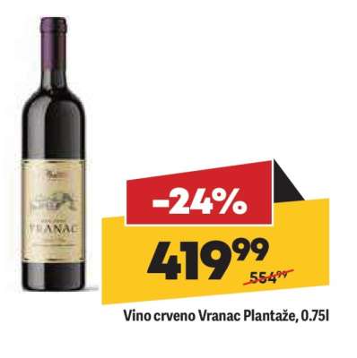 Vino crveno Vranac Plantaže 0.75l