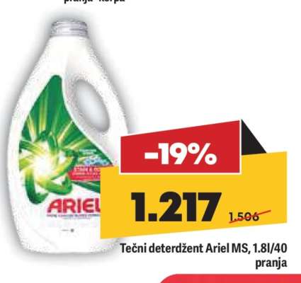 Tečni deterdzent Ariel MS 1,8l/40 pranja