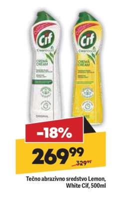 Tečno abrazivno sredstvo Lemon, White Cif, 500ml