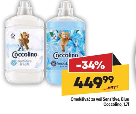 Omekšivač za veš Sensitive, Blue Coccolino, 1,7l