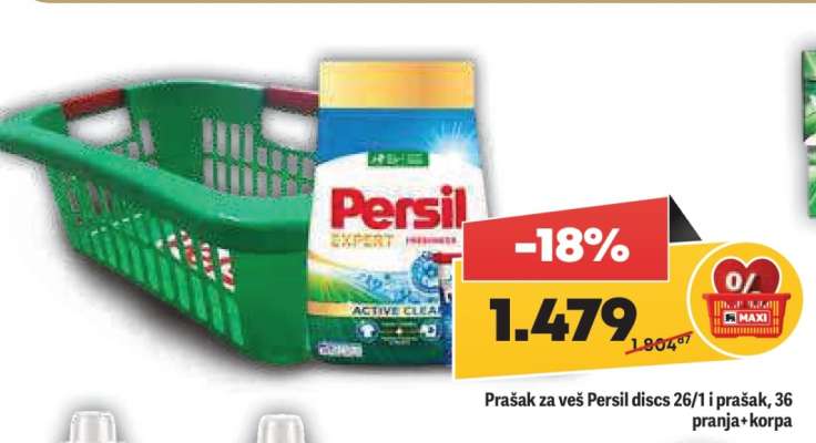 Prašk za veš Persil discs 26/1 prašak, 36 pranja+korpa