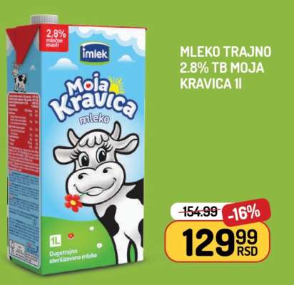 Mleko trajno 2.8% TB Moja Kravica 1L
