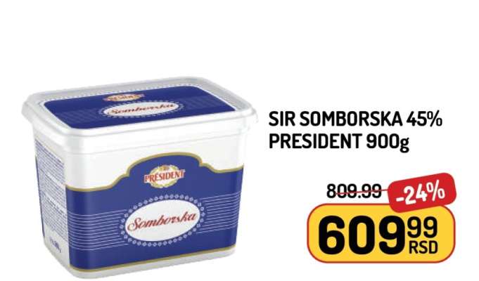 SIR SOMBORSKA 45% PRESIDENT 900g