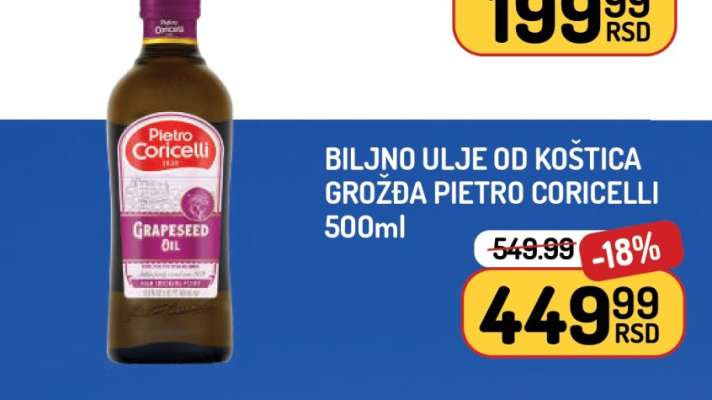 Biljno ulje od koštica grožđa Pietro Coricelli 500ml
