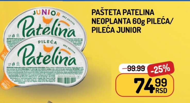 PAŠTETA PATELINA NEOPLANTA 60g PILEĆA/PILEĆA JUNIOR