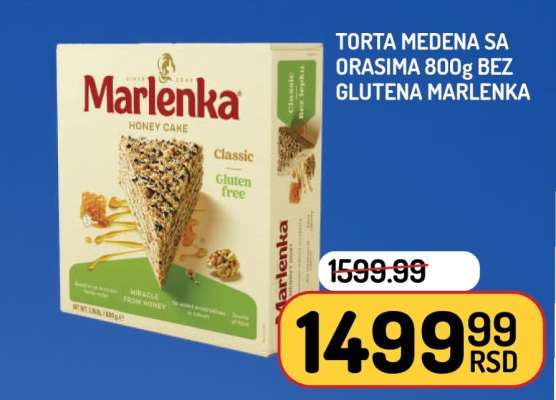 Torta medena sa orasima 800g bez glutena Marlenka