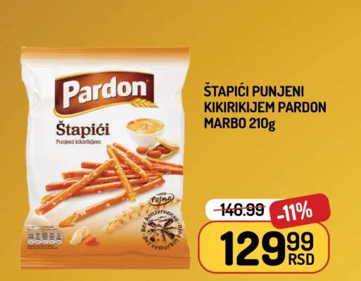 Štapići punjeni kikirikijem Pardon Marbo 210g