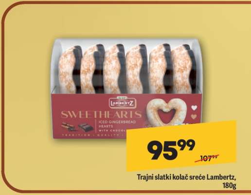 Trajni slatki kolač srce Lambertz, 180g
