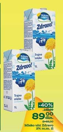 Mleko uht Zdravo 2% m.m. 1l
