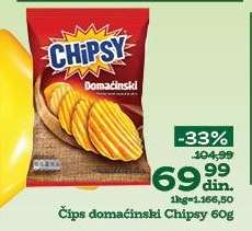Čips domaćinski Chipsy 60g