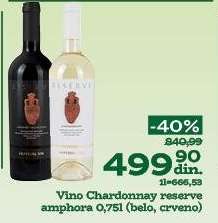 Vino Chardonnay reserve amphora 0,75l (belo, crveno)