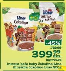 Instant kaša baby Čokolino Lino ili lešnik Čokolino Lino 500g