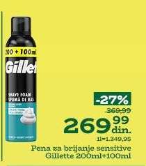 Pena za brijanje sensitive Gillette 200ml+100ml