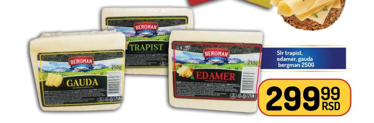 Sir trapist, edamer, gauda Bergman 250g