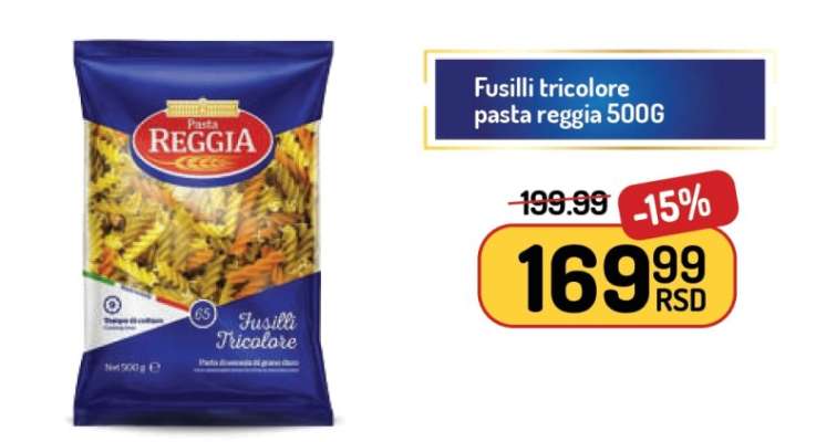 Fusilli tricolore pasta reggia 500G