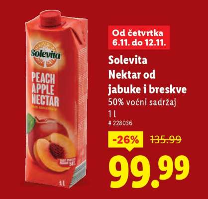 Solevita Nektar od jabuke i breskve