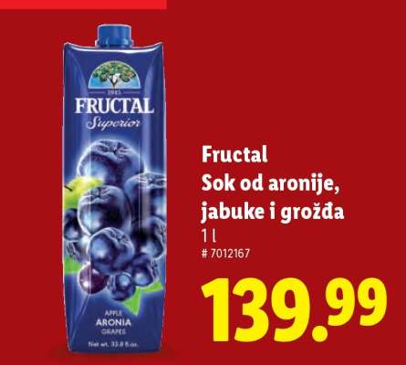 Fructal Sok od aronije, jabuke i grožđa