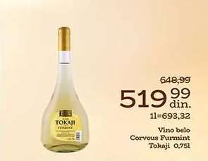 Vino belo Corvous Furmint Tokaji