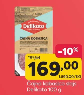 Čajna kobasica slajs Delikato 100 g