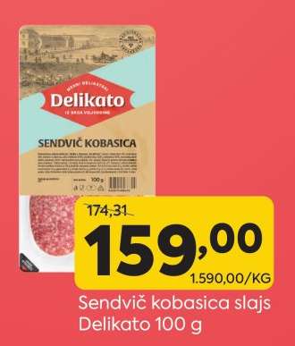 Sendvič kobasica slajs Delikato 100 g