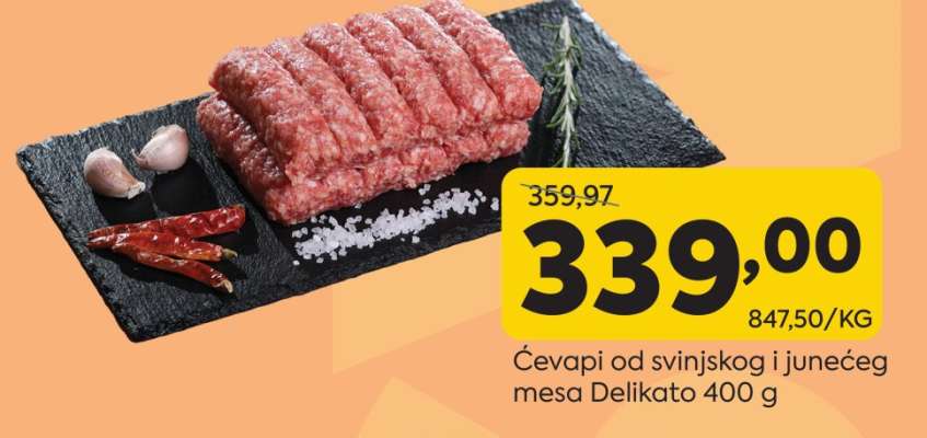 Ćevapi od svinjskog i junećeg mesa Delikato 400 g
