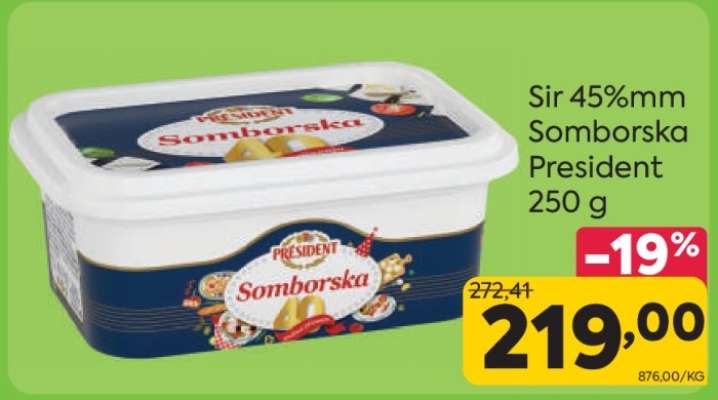 Sir 45%mm Somborska President 250 g