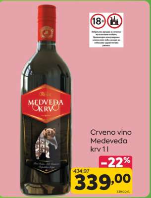 Crveno vino Medveđa krv 1l