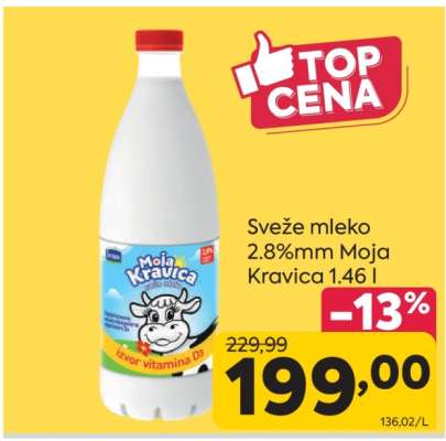 Sveže mleko 2.8%mm Moja Kravica 1.46 l