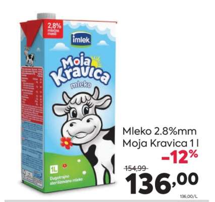 Mleko 2.8%mm Moja Kravica 1 l