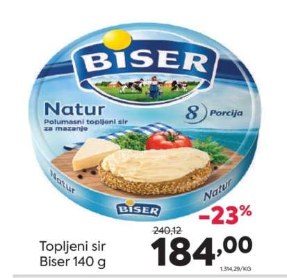Topljeni sir Biser 140 g
