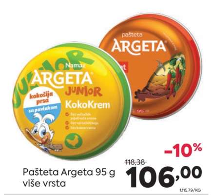 Pašteta Argeta 95 g, više vrsta