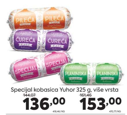 Specijal kobasica Yuhor 325 g više vrsta