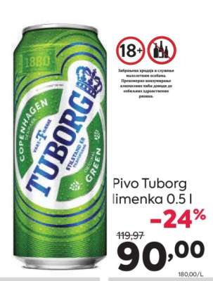 Pivo Tuborg limenka 0,5 l