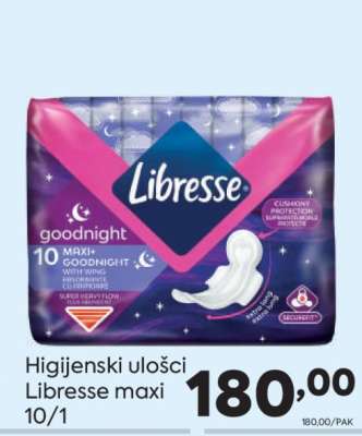 Higijenski ulošci Libresse maxi 10/1