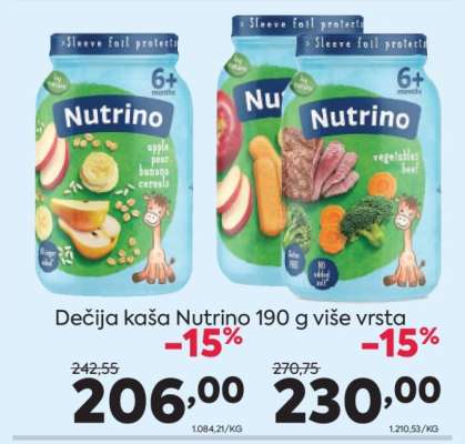 Dečija kaša Nutrino 190 g više vrsta