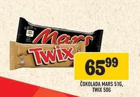 Čokolada Mars 51g, Twix 50g