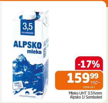 Mleko UHT 3,5%mm Alpsko 1l Somboled